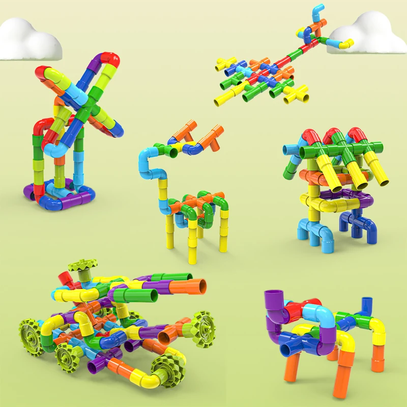 Building By Splicing Water Pipes Building Blocks DIY Toys pipe building toys