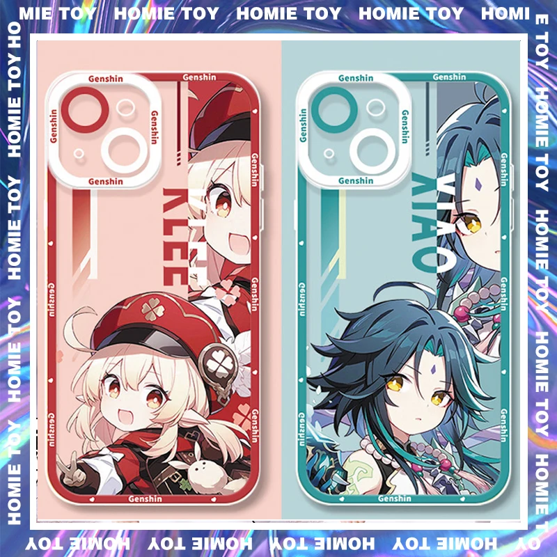 

Genshin Impac Phone Case IPhone 14 13 12 Pro Max Soft Silicone Cover Zhongli Diluc Klee Ganyu Anime Phonecase Funda Men Gift