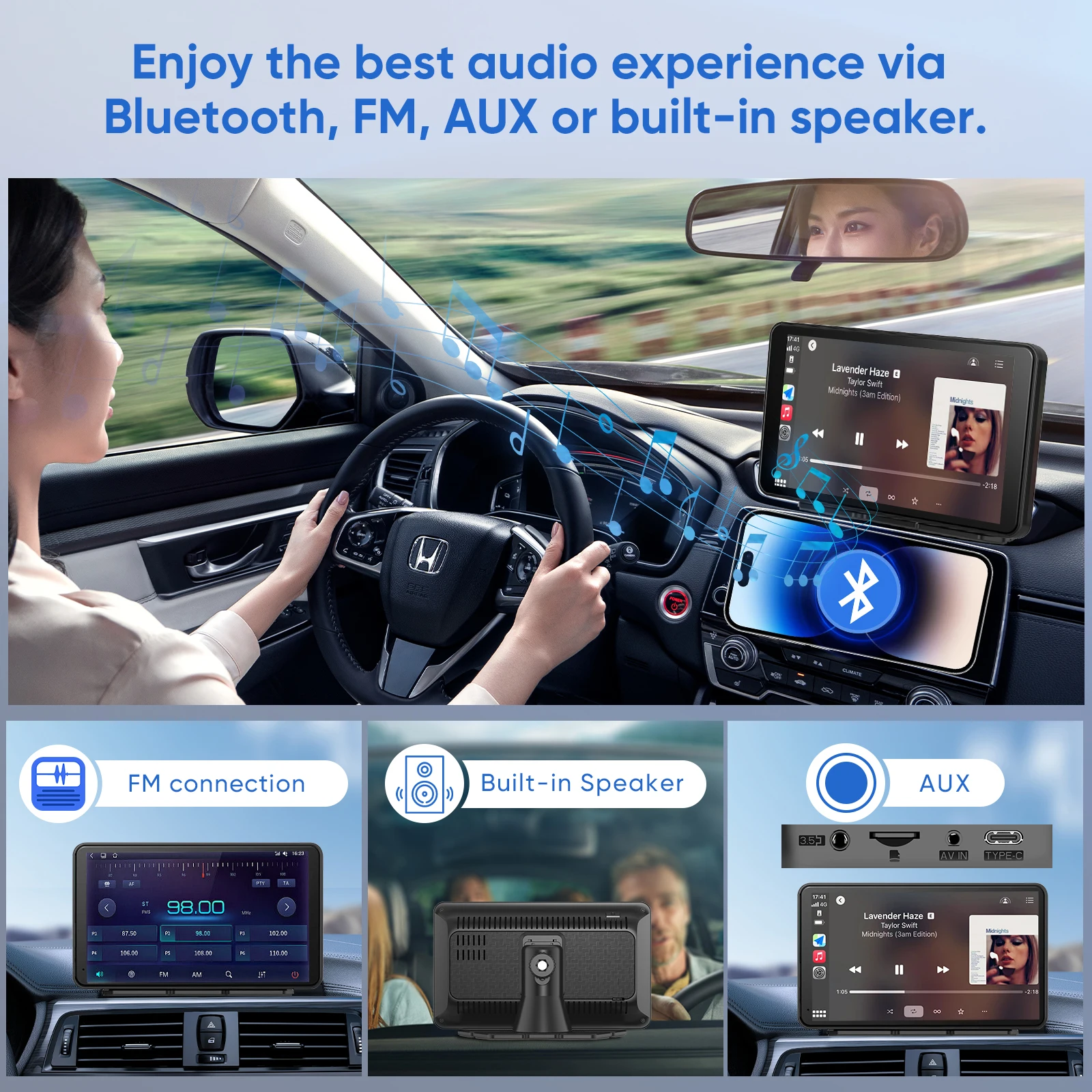 2026 New HD 7” Universal CarPlay Android Auto Car Radio Multimedia Video Player IPS Touch Screen with AUX USB Rearview Camera