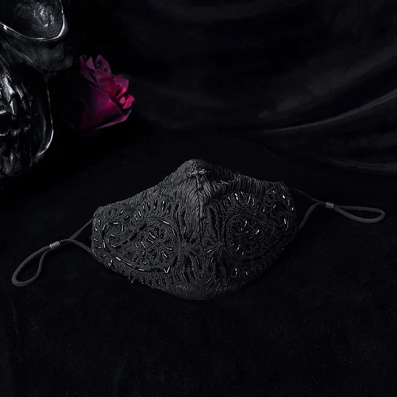 PUNK RAVE Men Women Gothic Gorgeous Royal Style Mask Inner Side Use Soft Mesh Knitted Club Accessories Adult Mouth Covering