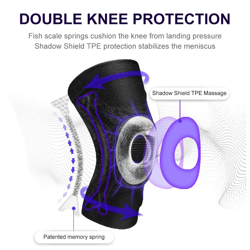 Knee Protector Silicone Patella Spring Pad Basketball Running Compression Support Sleeve 1 Pc