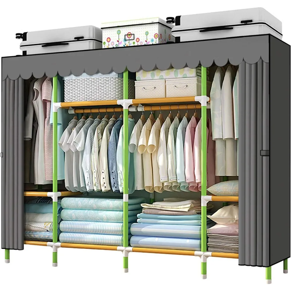 

Portable Closet 79 Inches Portable Wardrobe Closet for Hanging Clothes with 4 Handing Rods 25mm Colored Iron Tube