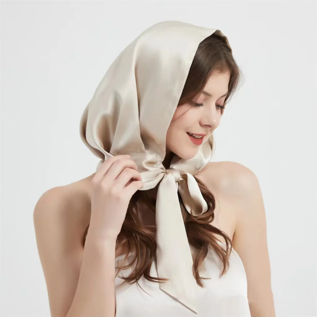 New Style High Quality Silk Hat Scarf Cap Double Layer Hat Sun Hat For Women Girl 2