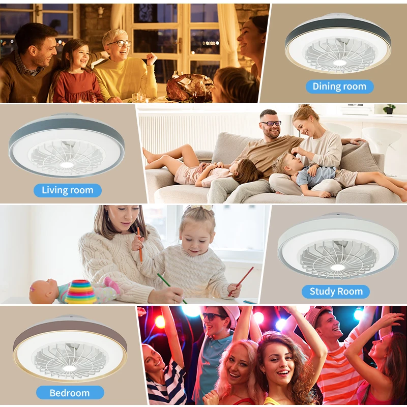 LED Ceiling Fan Light Modern 360 &deg; Surround Swing Wind Remote Control Infinite Dimming Living Room Bedroom Light 110V-220V