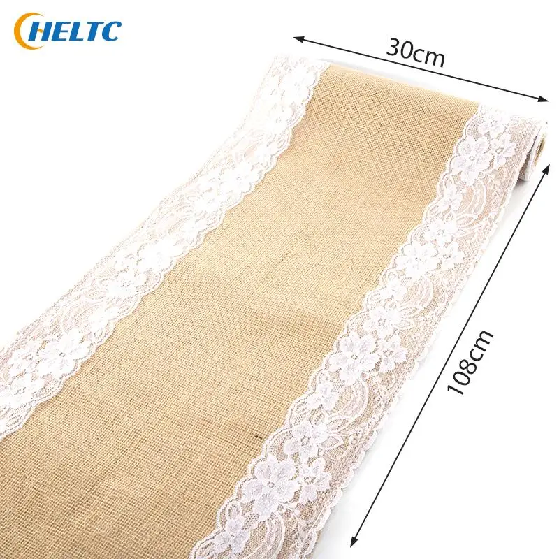 108/180/280cm Natural Vintage Jute Linen Hessian Burlap Table Cloth