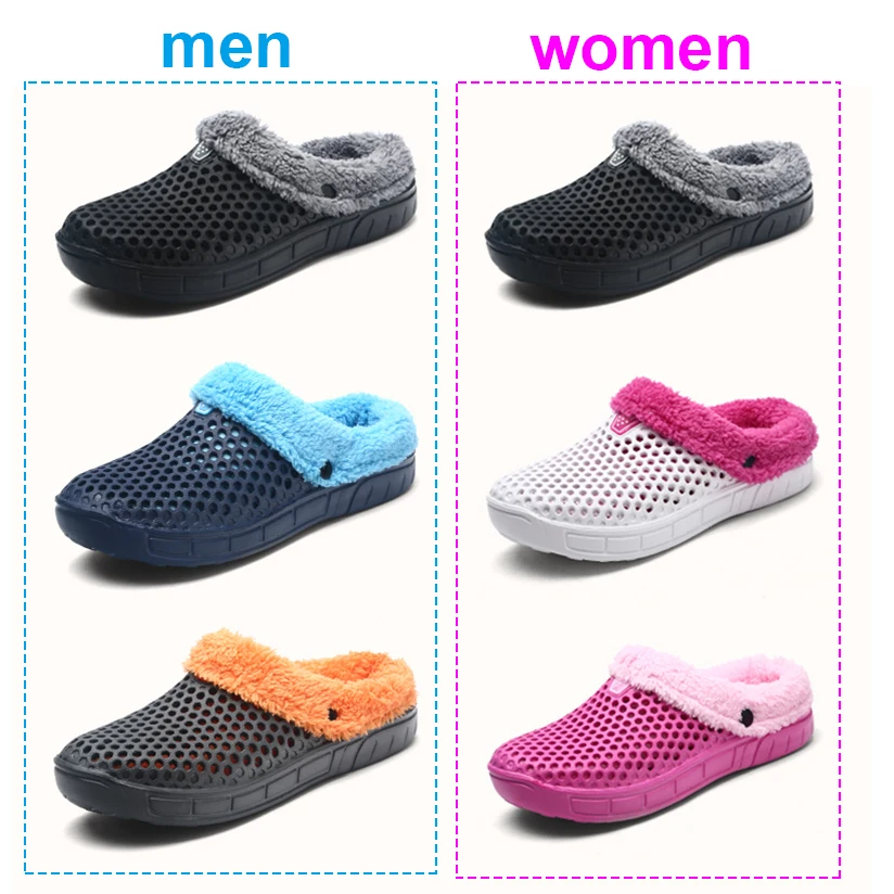 

Men and Women Winter Slippers Fur Slippers Warm Fuzzy Plush Garden Clogs Mules Slippers Home Indoor Couple Slippers