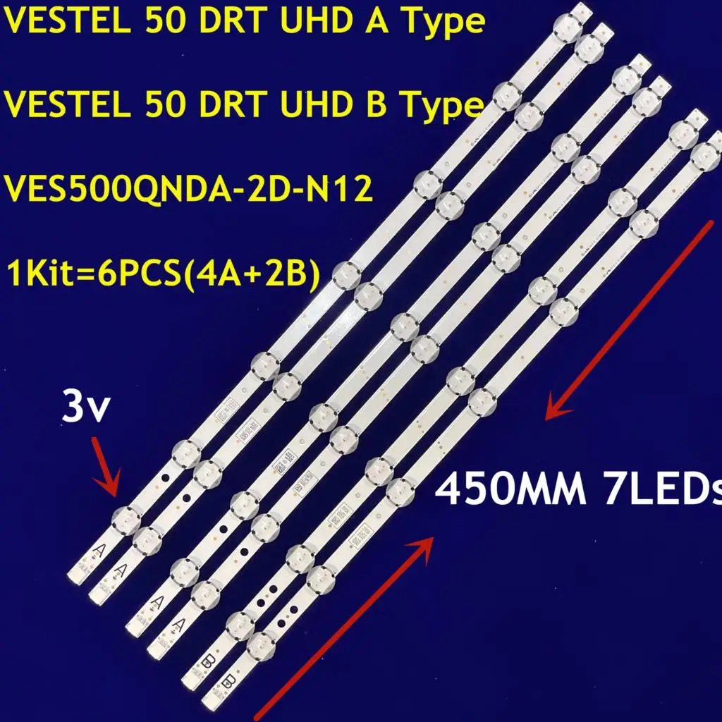 VESTEL용 LED 스트립, 50 인치 DRT UHD A/B-TYPE VES500QNDA-2D-N11 N12 17DLB50NER1-A B 50HK15T74U 50HK6T74U TFL50UHD17B, 30TV