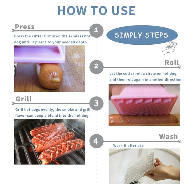 5PCS Outdoor Hot Dog Slicing Hot Dog Cutter Ham Sausage Cutter For BBQ Multifunctional Cutting Mold Mould