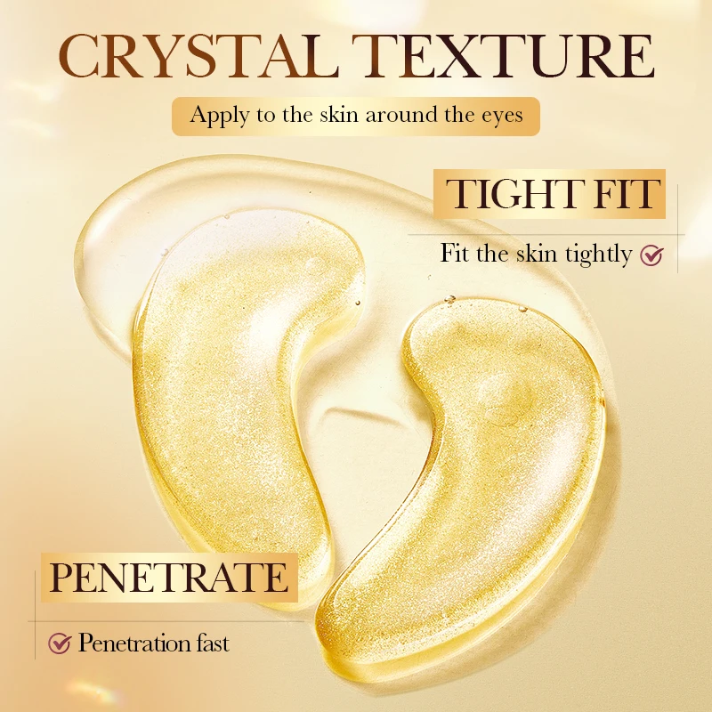 10 Pairs SADOER 24K Golden Crystal Collagen Eye Mask Anti Dark Circles Moisturizing Anti-aging Eye Patches Gel Mask for Eye