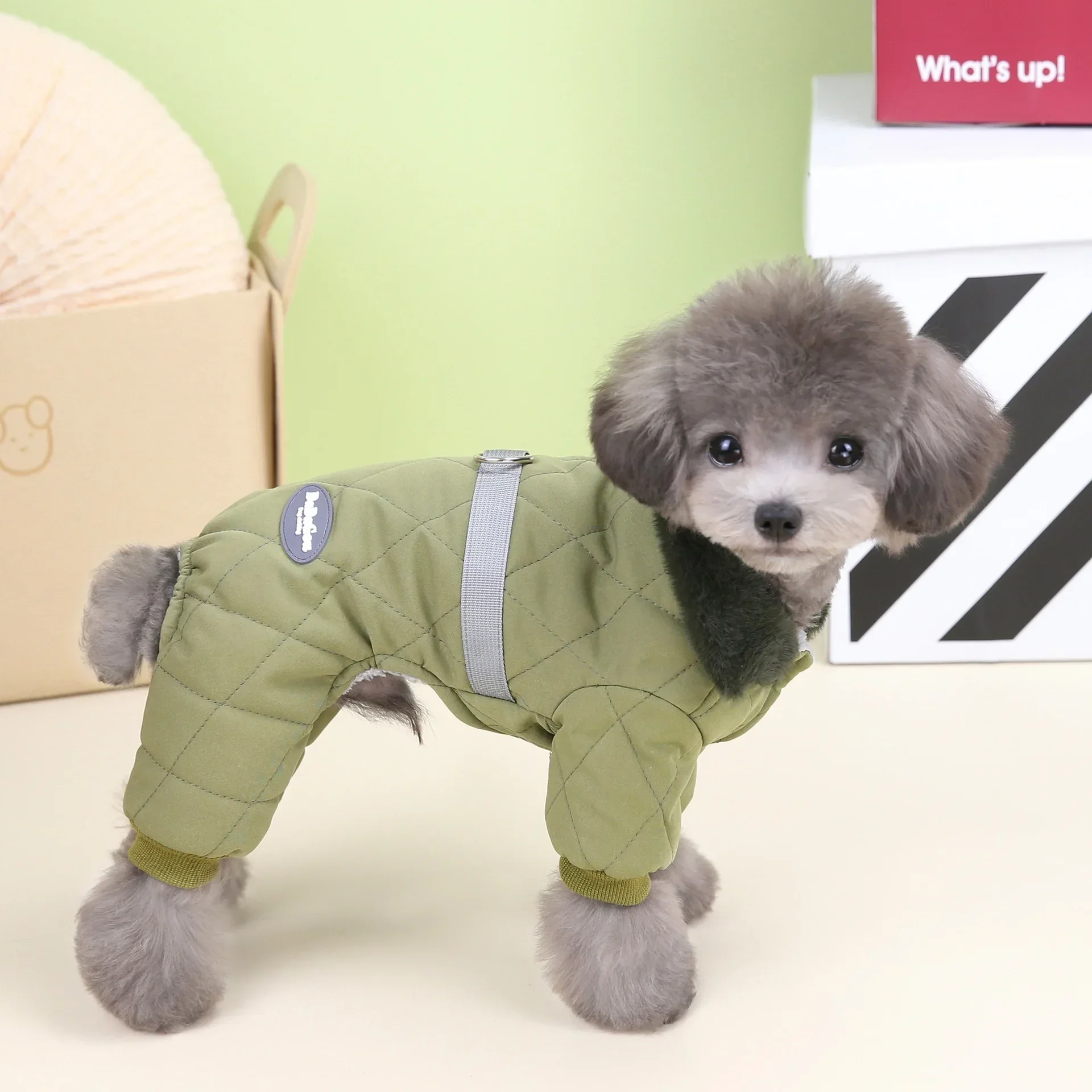 

Winter Dog Clothes for Small Dogs Fur Collar Dog Overalls with D Ring Puppy Jumpsuit Chihuahua Jacket Poodle Costumes Pet Coats