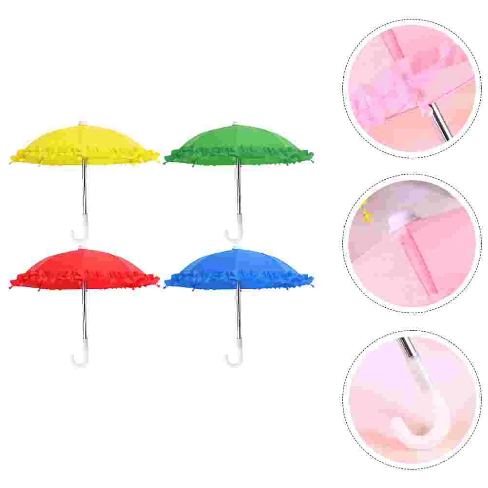4Pcs Children's Pure Color Lace Toy Umbrellas Decoration Umbrellas (Random Color)