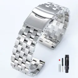 Premium Solid Stainless Steel Metal Bracelet Wristband Replacement - 26mm (Silver)