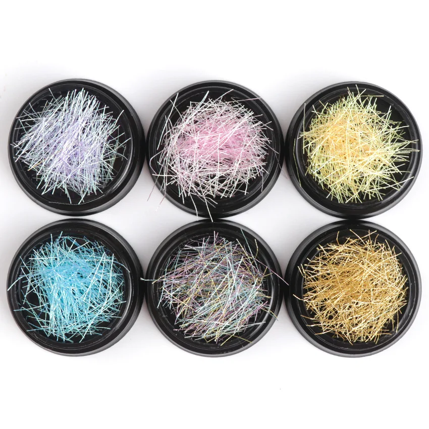 

1 Box Nail Art Decoration Symphony Mermaid Line Gold Silver Color Silk Thread for DIY Nail Accessories Colorful Mesh Line Decor