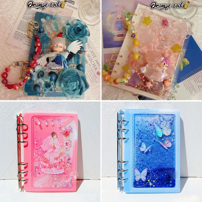 A6 Rectangle Quicksand Notebook Cover Resin Mold Diy Crystal - Temu