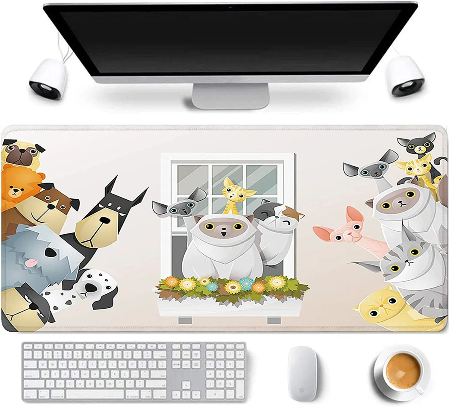 31.5x11.8Inch Non-Slip Long Extended Large Gaming Mouse Pad with Stitched Edges Computer Keyboard Mouse Mat Desk Pad Cute Animal winter baby gloves outdoor warm cartoon animal mitten windproof velvet kids mitten with hang rope cute girl boy accessories 3 6y