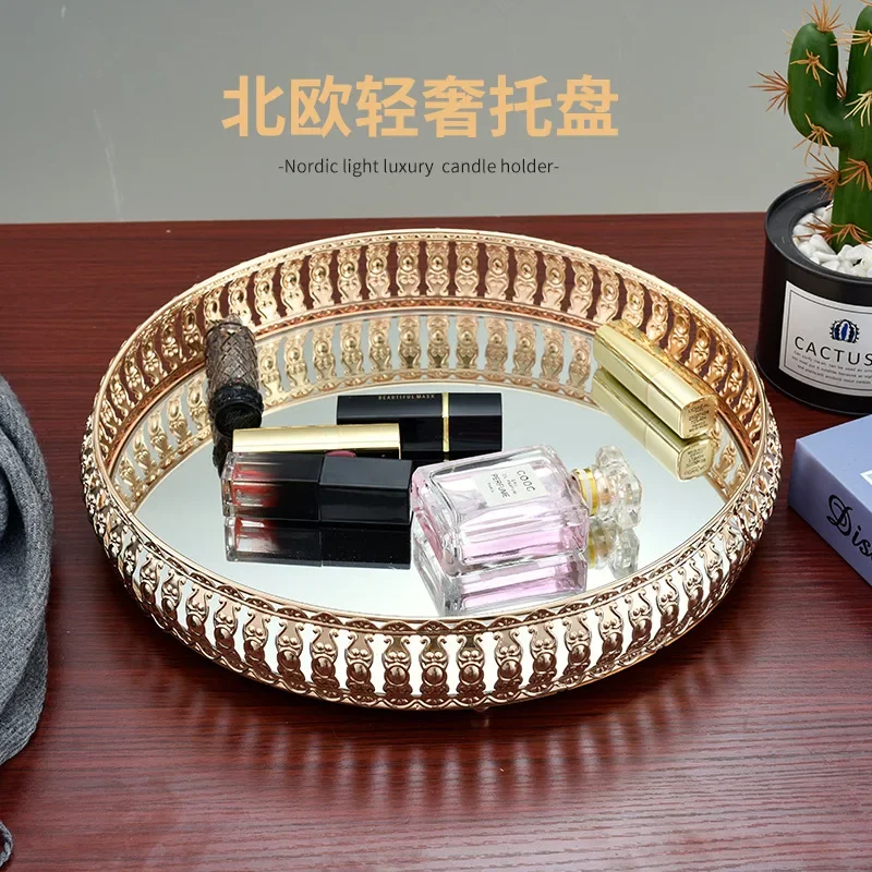 

Metal wrought iron tray home decoration tray cosmetic finishing storage wedding ornaments props
