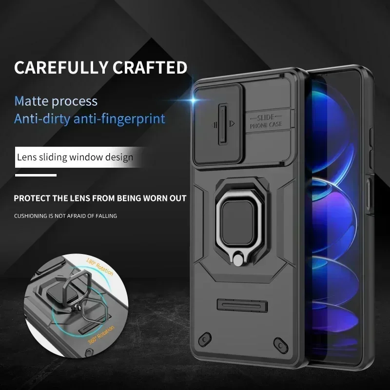 Armored Lens Slide Case with Ring Back Cover