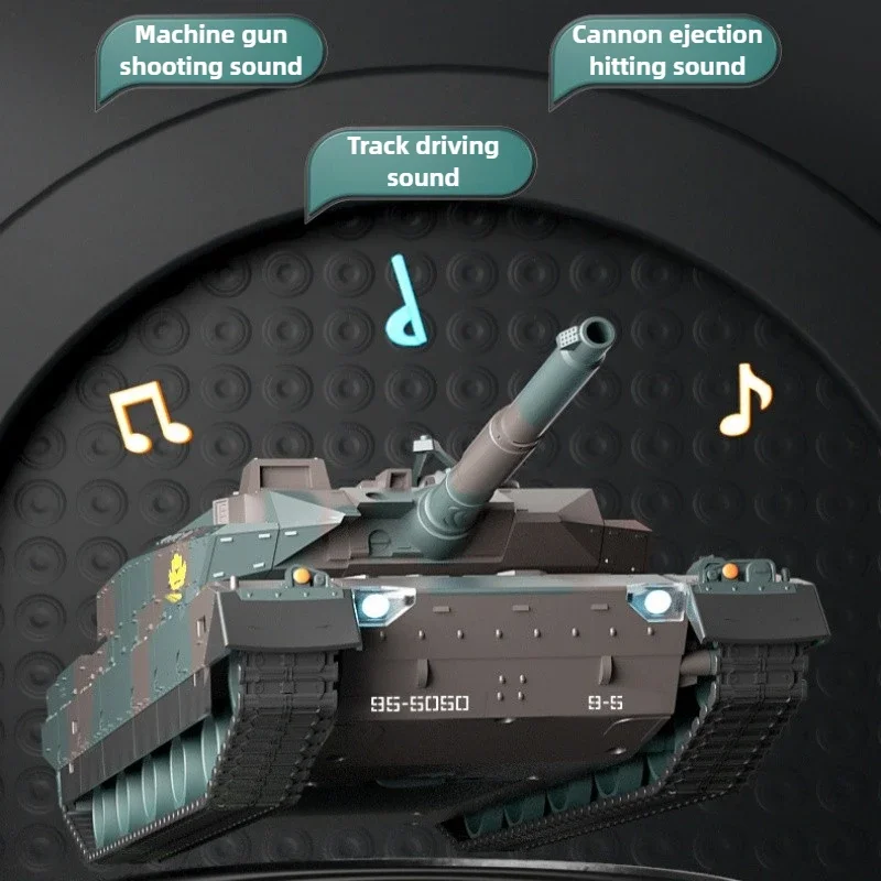 Robot Tank RC Multicolore avec Effets Lumineux et Son - 2.4GHz, de face avec les LED allumées.