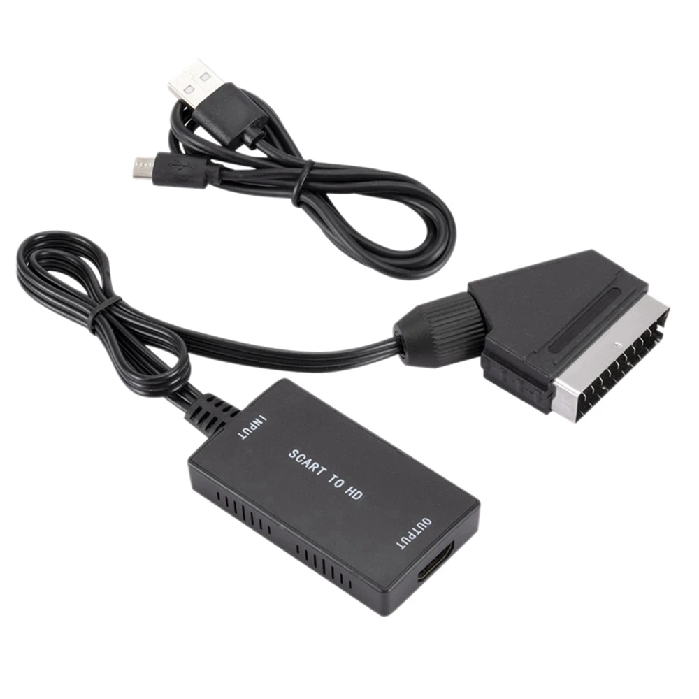 

Преобразователь SCART в HDMI с HDMI кабелем, HD адаптер 720P 1080P, Видео Аудио преобразователь, адаптер для ТВ монитора, проектора