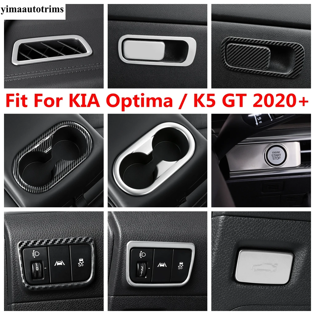 

Rear Trunk Button / Glove Box / Head Light Lamp / Start Stop / Water Cup Panel Cover Trim Kit For KIA Optima / K5 GT 2020 - 2022