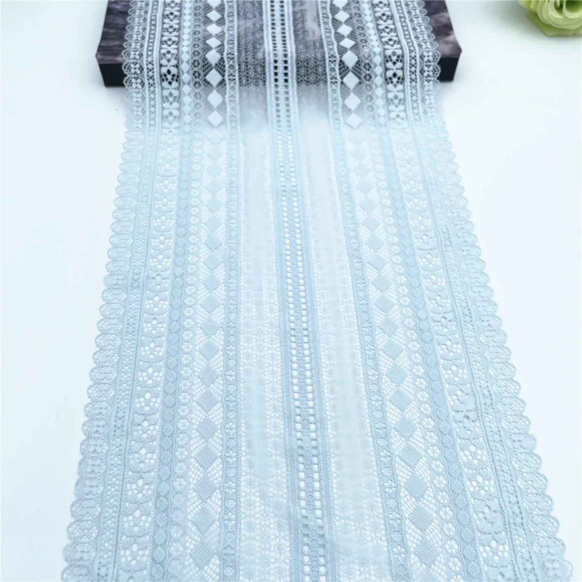 3y/lot Width 22.50cm Sky Blue Elastic Stretch Lace Trim 6