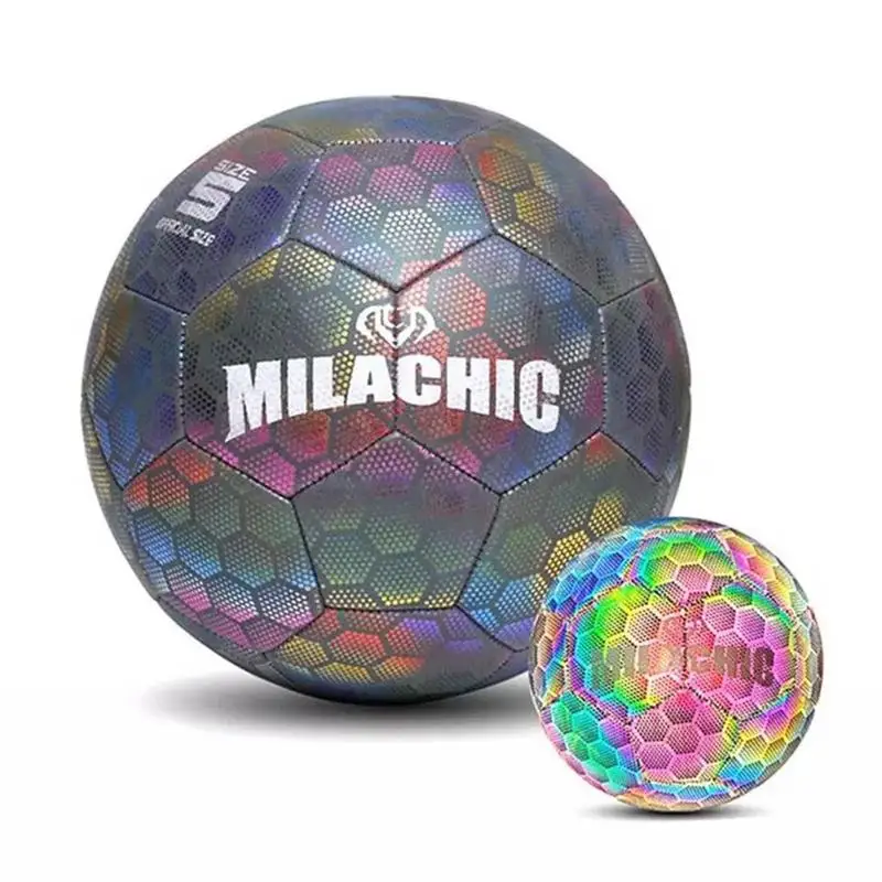 

Luminous Football Size 4/5 Holographics Reflective Soccer Ball Anti-air Leak Excellent Elasticity For Kids Adults Team Training