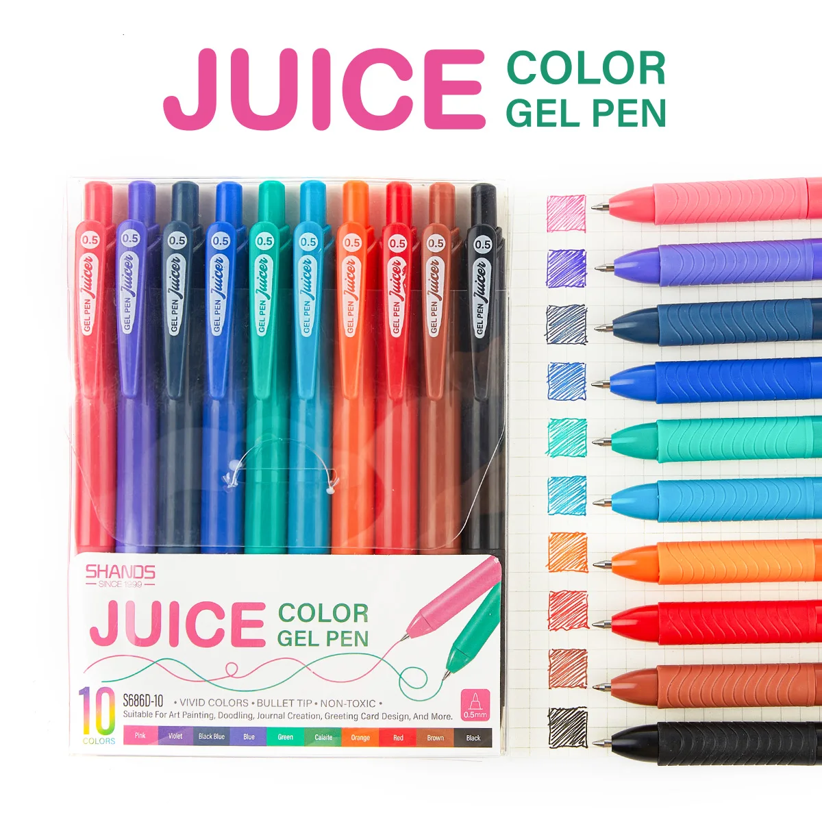 SHANDS 10/20/40 Stück schnell trocknende Gelstifte, 0,5 mm feine Spitze, verschiedene Farben – glattes Schreiben für Schule und Büro – Detail 9