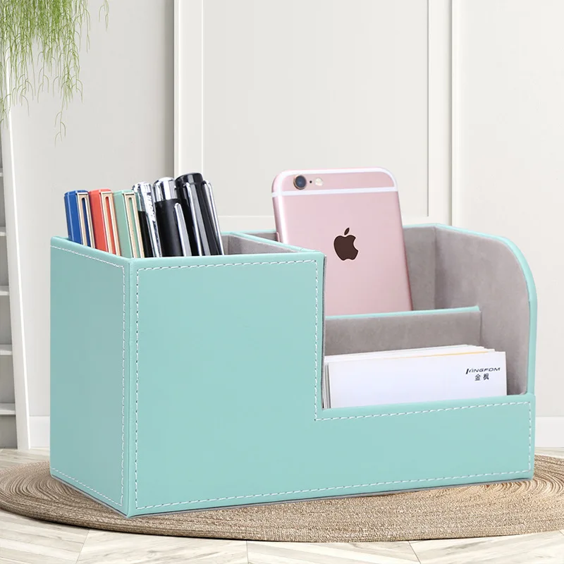 Leather Pu Pen Holder Multifunctional Storage Box Remote Storage Office Desktop Stationery Sorting
