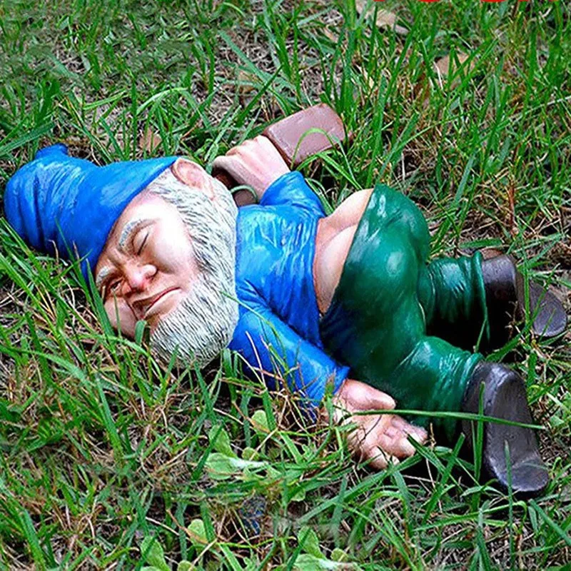 

New spoof of drunken squatting dwarfs, resin courtyard decorations, Santa Claus American creativity