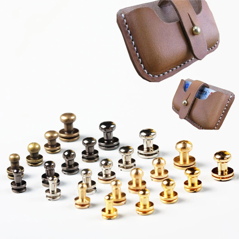 

10Sets Metal Alloy Knob Screw Rivets Studs DIY Crafts Leather Belt Watchband Round Monk Head Rivets Spikes Decor Nail Buckles