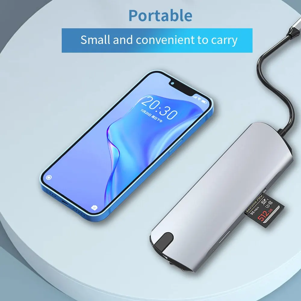 맥북 노트북 컴퓨터 PC용 USB 3.0 허브, USB C 도킹 스테이션, HDMI 4K 30Hz RJ45 PD100W 도킹 SD TF 슬롯, 9 in 1