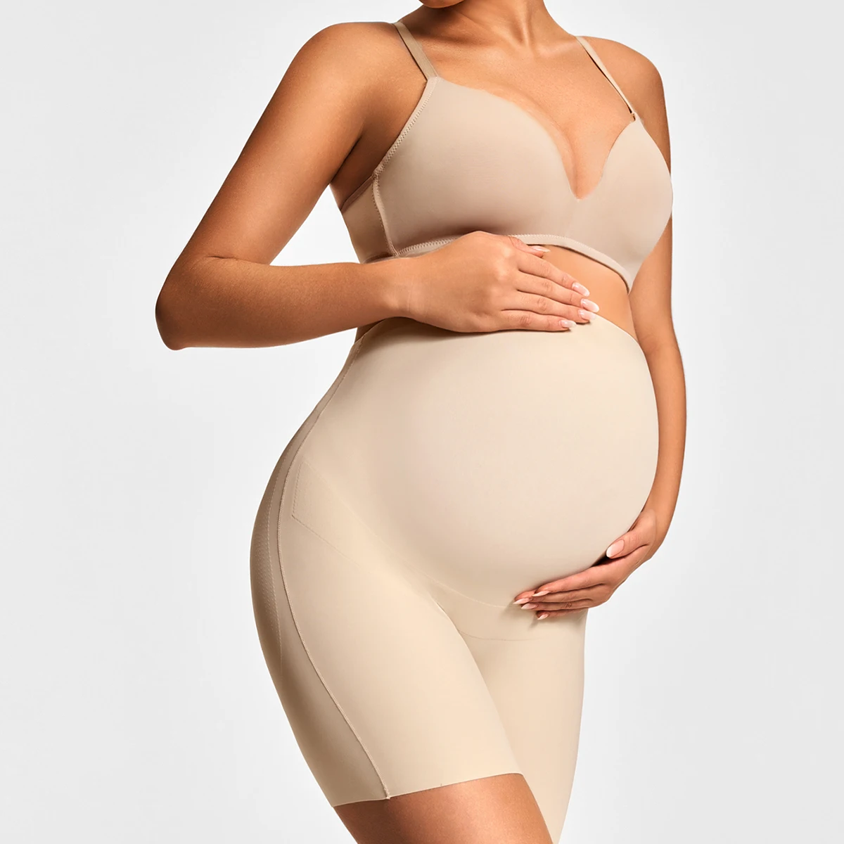 Pregnant Women'S High Waisted Underwear Provides Warmth, Lifted Buttocks, High Elasticity, Comfort, And Solid Color Long Shorts
