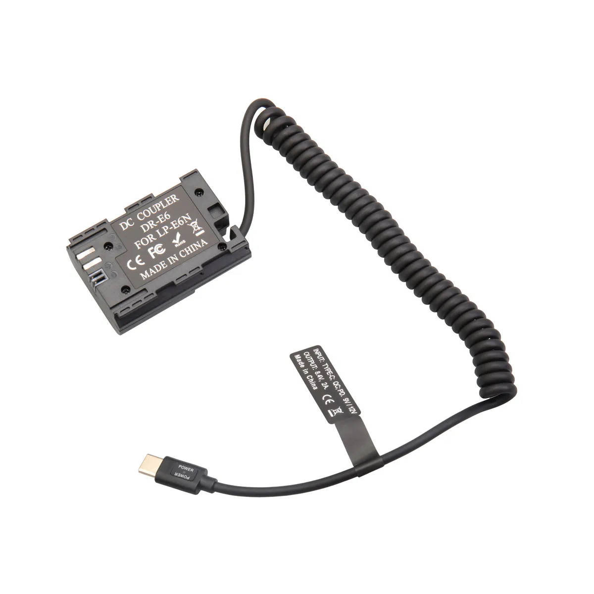 Dr-E6 Batteria Fittizia + Cavo Adattatore A Molla Pd Type-C Per Fotocamera Canon R7 R6 R5 7D 5D Mark Iv Iii Ii 80D 70D As Ack-E6 Lp-E6 E6