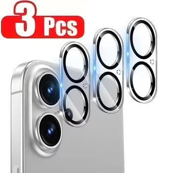 3 Pezzi Protezione Schermo Fotocamera per iPhone 17 16, Vetro Temperato Copertura Completa Lente Protettiva per iPhone 16 Plus