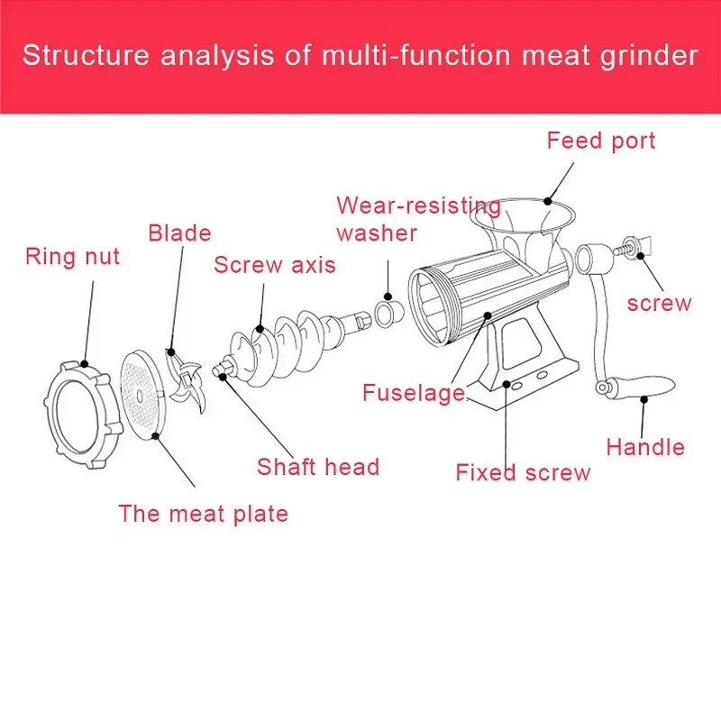 Manual Meat Grinder Stainless Steel Sausage Filling Machine Vegetable And Garlic Shredder Suitable For Household And Restaurant 6