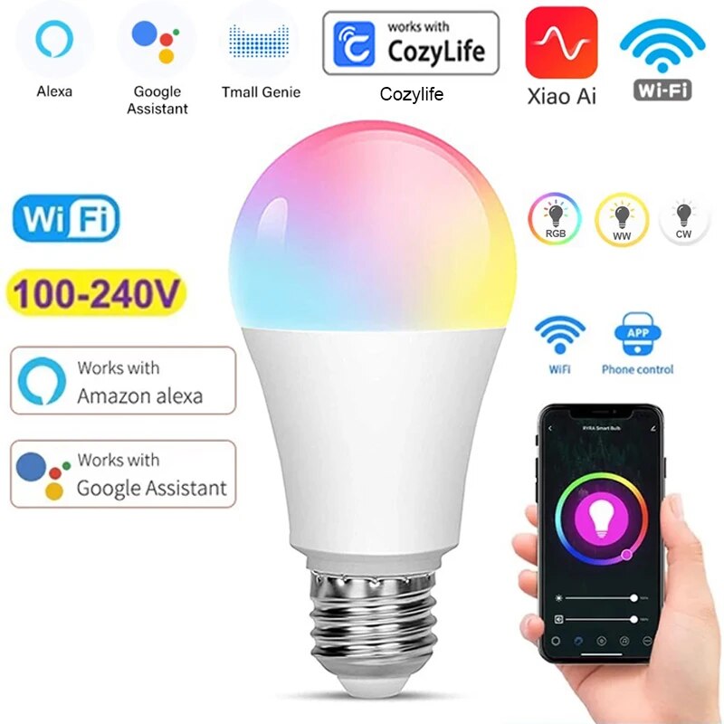 RGBCW E27 Wifi Smart Dimming Light Bulb Timer Voice Control CozyLife Support SmartThings Alexa Google Home Alice Home Assistant