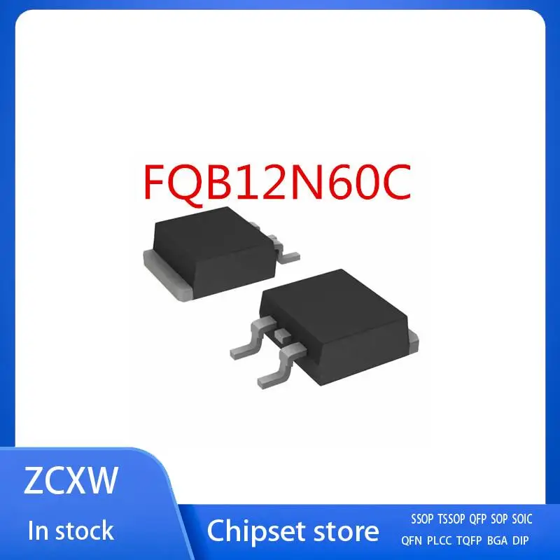 

10PCS/LOT FQB12N60C FQB12N60 12N60C 12N60 TO-263 12A 600V