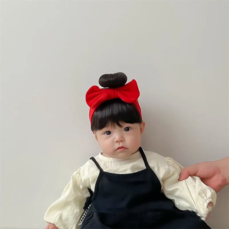 New Year Christmas Infant Baby Girl Hair Accessories Wig Hat 0-1Y Newborn Children Kids Girls Bow Cosplay Headbands Headwear hair accessories hair headband accessories cosplay accessories baby headband set