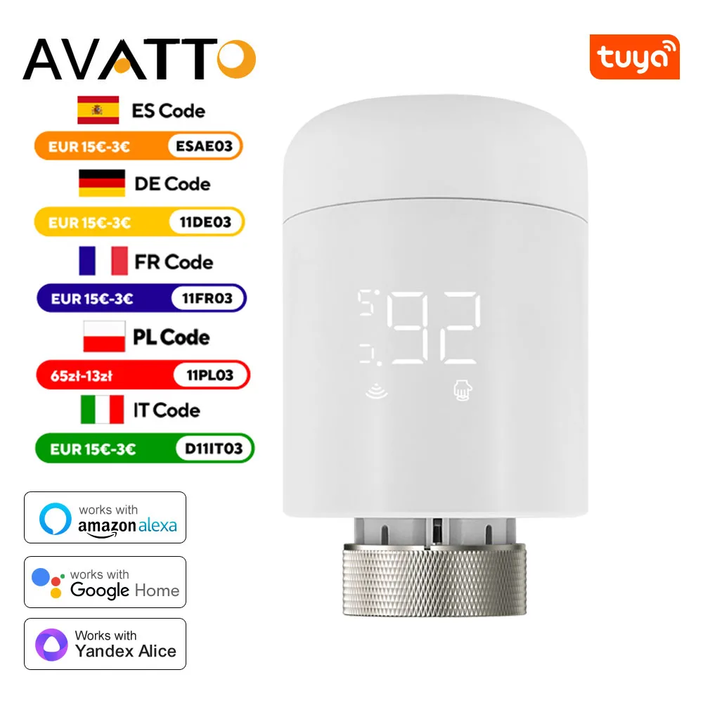 AVATTO Tuya 1-6PCS Zigbee TRV หม้อน้ํา Actuator วาล์วหม้อน้ํา Thermostatic วาล์วอุณหภูมิ Controller สําหรับ Alexa Google Home 1