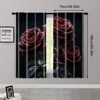 2pcs, Print Curtains 2D print Black and Golden Rose Durable 100% Polyester Fabric (without rod) Thermal Insulation, and Room 3