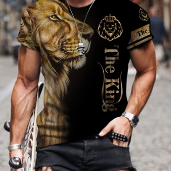 Summer T-shirt Men Animal Lion 3d Print Fashion Short Sleeve Top Micro Elastic Sport Fitness T Shirt For Men