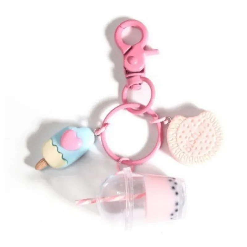 Macaron Color Mini Ice Cream & Milk Tea Keychain - Cute Resin Pendant Bag Charm, Phone Strap Gift Accessory