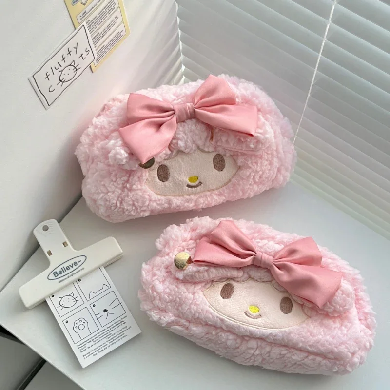 Sanrio My Melody Cosmetic Bag Japanese Cute Plush My Melody Pencil Case Cute Girly Pencil Case Large Capacity Zipper