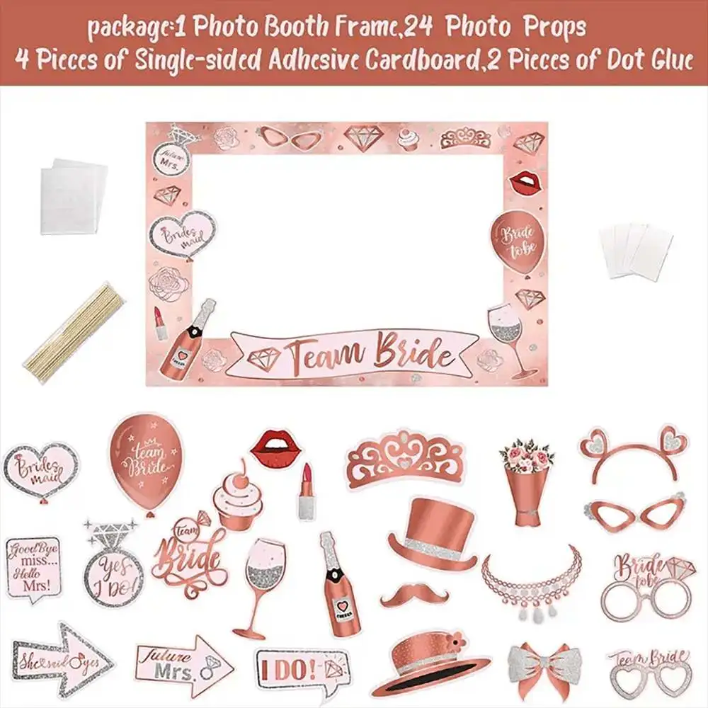 Photo Booth Props Rose Golden Birthday Party Photobooth Selfie Frame & Props For Birthday Party Decorations Supplies Favors