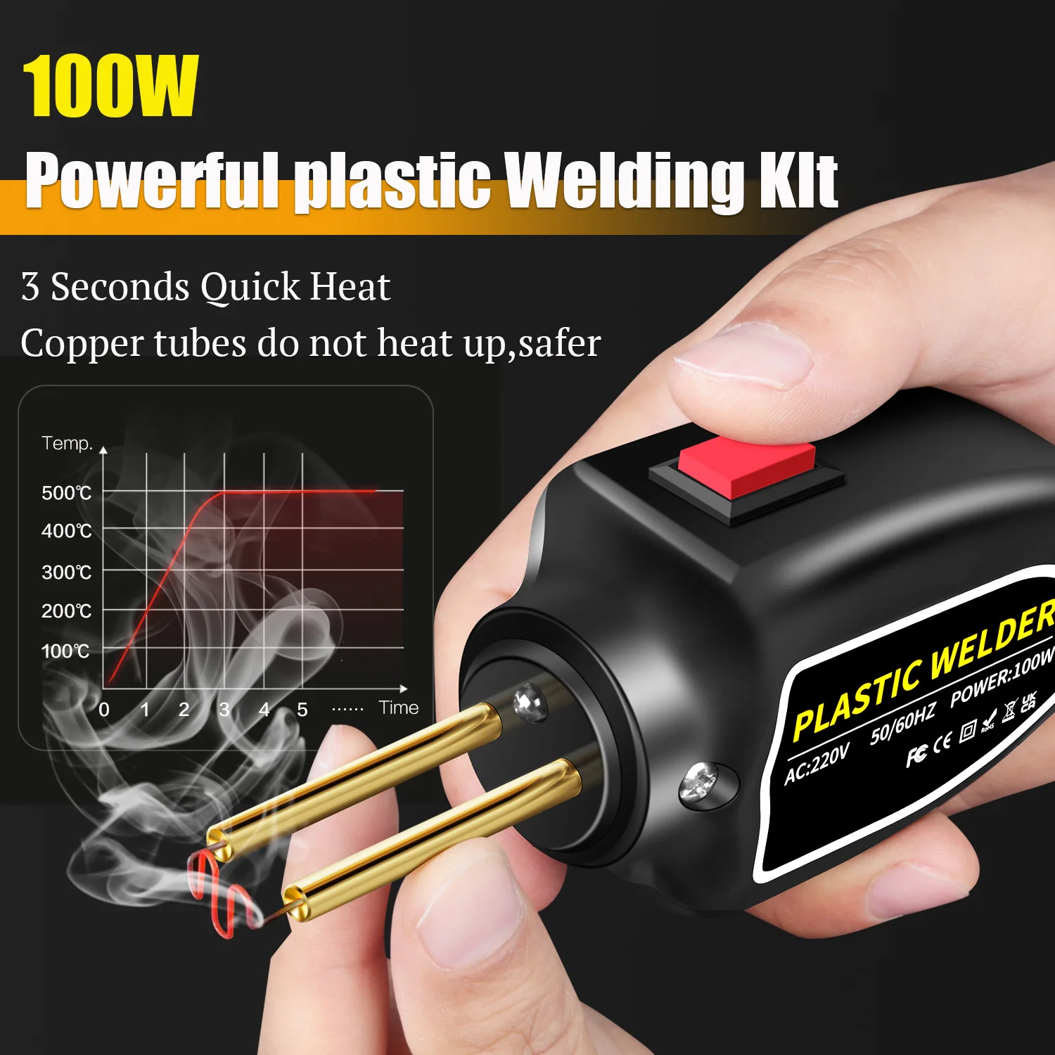 Plastic Welder 100W Heat Gun 200pcs Hot Staplers Plastic Welding Machine Bumper Soldering Iron Staples Car Repair Tools Kit 4