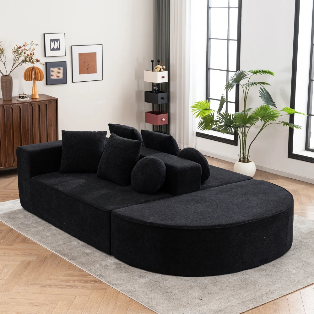 Vollständig komprimiertes Sofa ohne Knochen, mit segmentiertem Wolkensofa, modernes modulares Sofa, zufällige Montage, hautfreundlicher Chenille-Stoff – Detail 23