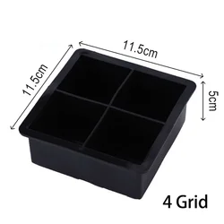 Silicone Ice Cube Tray - Large Square Mold for Bar and Home Use, Non-Toxic and Durable (4 Grid)