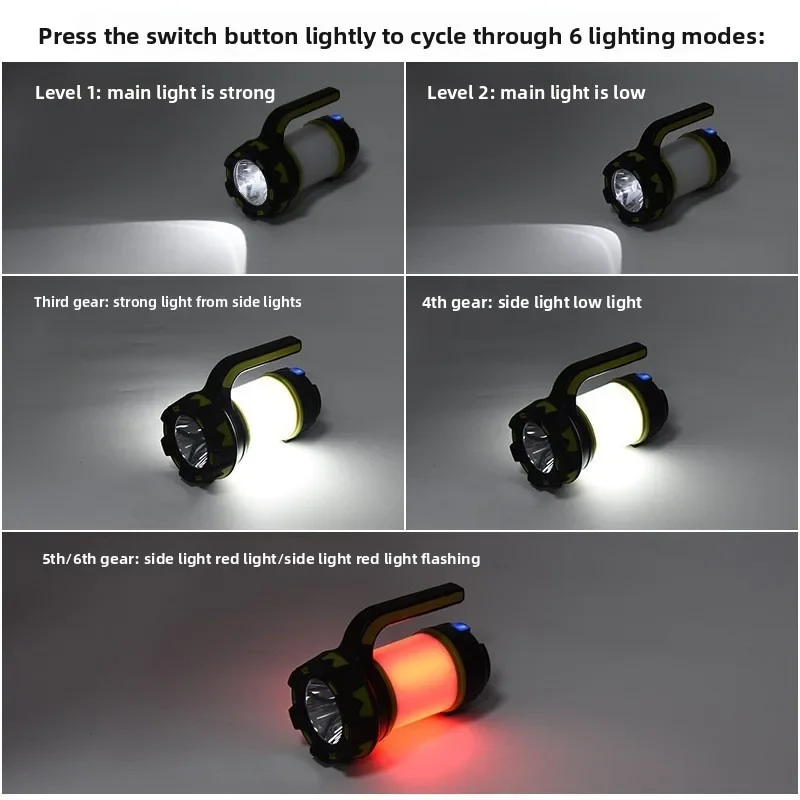 다기능 LED 캠핑 랜턴: USB 충전, 지능형 출력, 대형 컵형 초강력 손전등, 측면 조명 포함