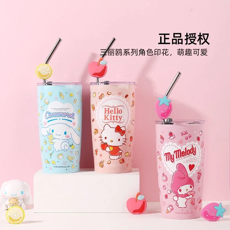 Sanrio Hello Kitty Tumbler With Straw Cup 480ml Coffee Student High Value  Straw Adult Small Fresh Straight Drinking Office Cup - Straw Cup -  AliExpress