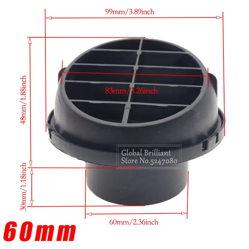 75mm 60mm 42mm Warm Heater Parking Heater Air Vent Car Air Outlet Directional Rotatable for Webasto Truck Auto Parts